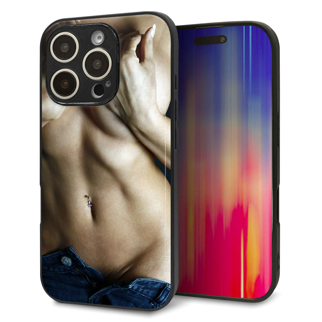 iPhone16 Pro 強化ガラス＆TPUスマホケース ガラプリ【602 ボディライン】