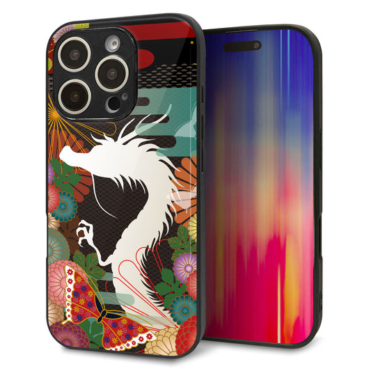 iPhone16 Pro 強化ガラス＆TPUスマホケース ガラプリ【635 白龍】