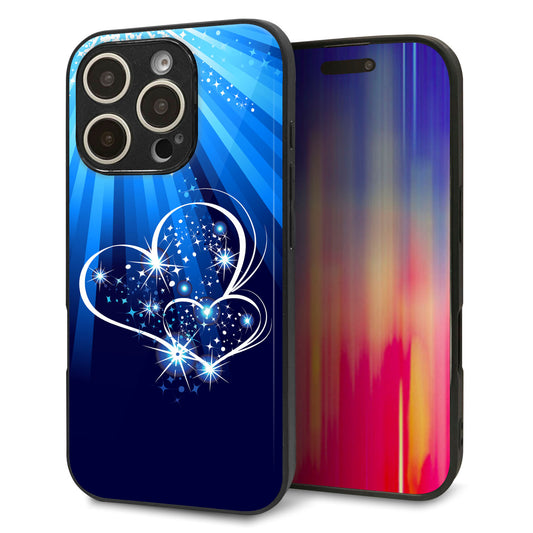 iPhone16 Pro 強化ガラス＆TPUスマホケース ガラプリ【702 スイミングハート】