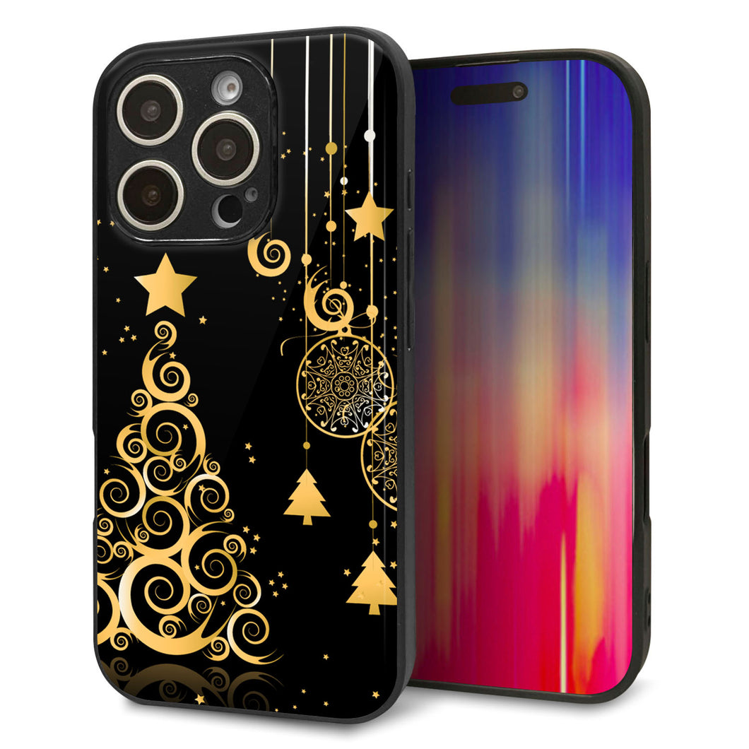iPhone16 Pro 強化ガラス＆TPUスマホケース ガラプリ【721 その他のカラークリスマスツリー】