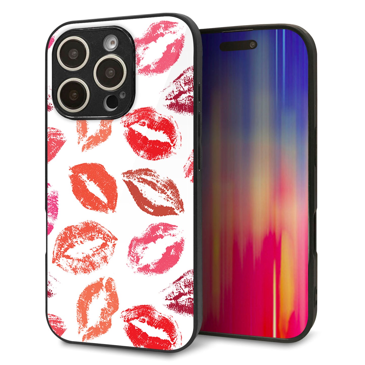 iPhone16 Pro 強化ガラス＆TPUスマホケース ガラプリ【734 キスkissキス】