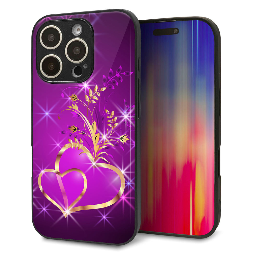 iPhone16 Pro 強化ガラス＆TPUスマホケース ガラプリ【1139 舞い降りるハート】