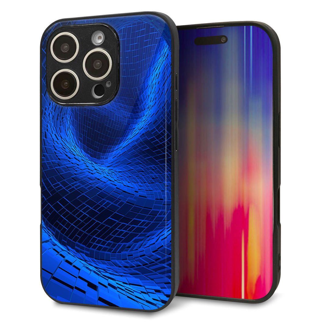 iPhone16 Pro 強化ガラス＆TPUスマホケース ガラプリ【1302 ワープブルー】