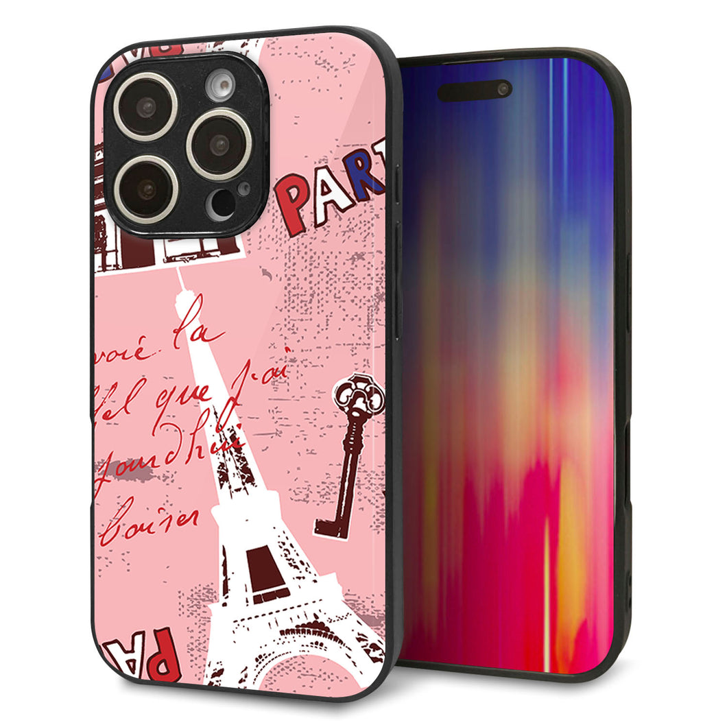 iPhone16 Pro 強化ガラス＆TPUスマホケース ガラプリ【EK813 ビューティフルパリレッド】