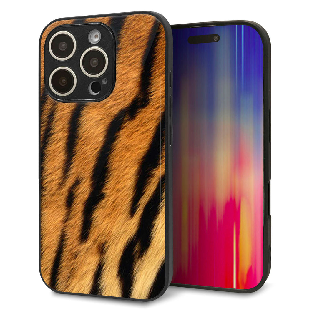 iPhone16 Pro 強化ガラス＆TPUスマホケース ガラプリ【EK847 虎柄】