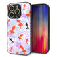iPhone16 Pro 強化ガラス＆TPUスマホケース ガラプリ【HA214 金魚 花柄 パープル】