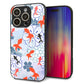 iPhone16 Pro 強化ガラス＆TPUスマホケース ガラプリ【HA215 金魚 花柄 ブルー】