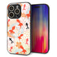 iPhone16 Pro 強化ガラス＆TPUスマホケース ガラプリ【HA219 金魚 花柄 オレンジ】