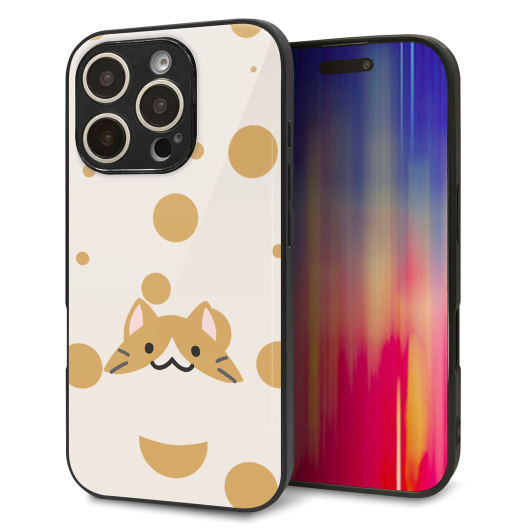 iPhone16 Pro 強化ガラス＆TPUスマホケース ガラプリ【HA244 もちねこ ハチワレ】