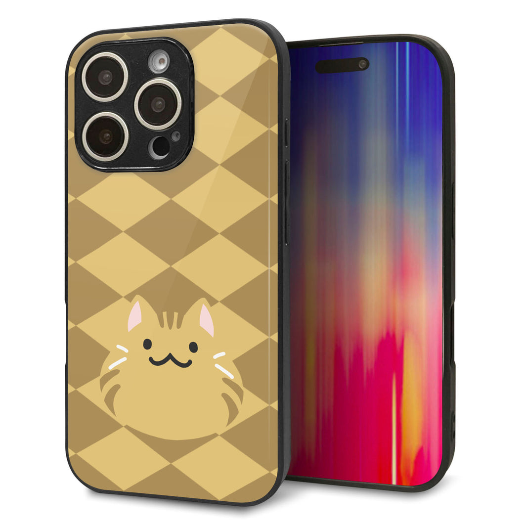 iPhone16 Pro 強化ガラス＆TPUスマホケース ガラプリ【HA247 もちねこ 茶トラ】