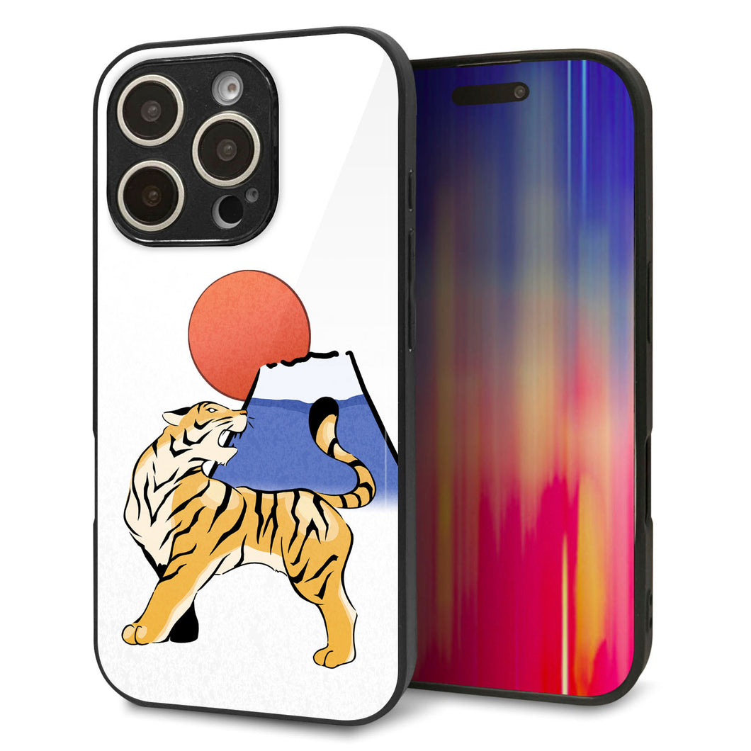 iPhone16 Pro 強化ガラス＆TPUスマホケース ガラプリ【HA255 虎と富士】
