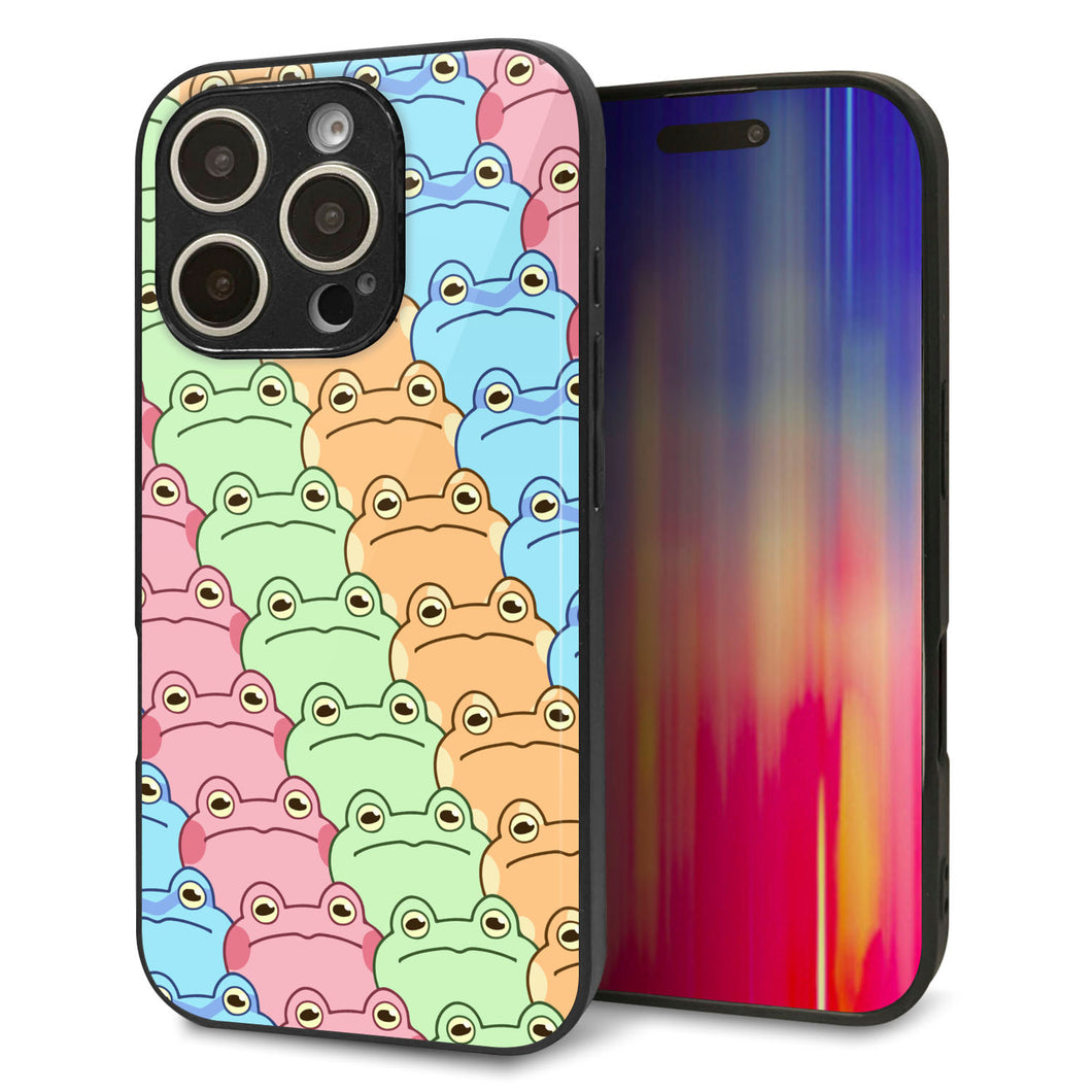 iPhone16 Pro 強化ガラス＆TPUスマホケース ガラプリ【HA279 カエル柄】