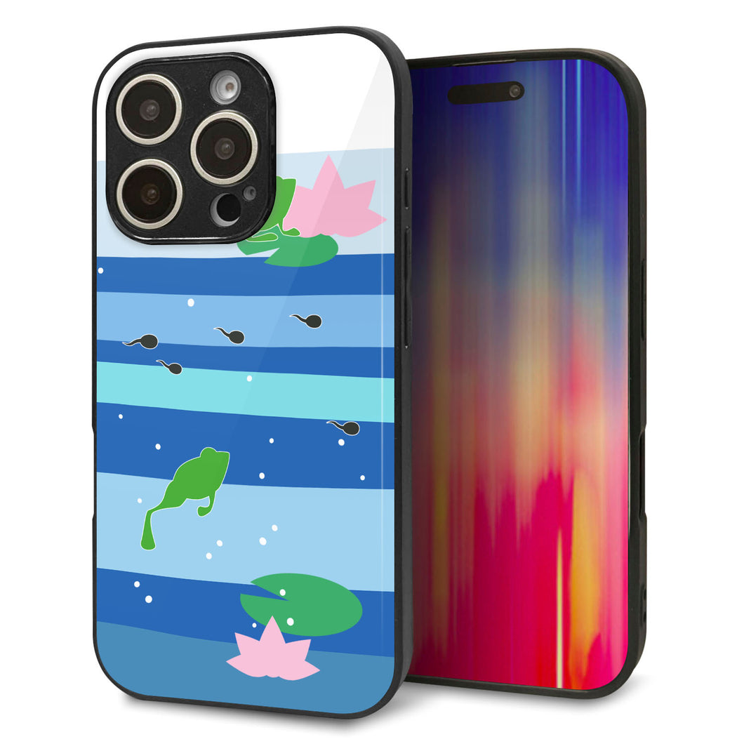 iPhone16 Pro 強化ガラス＆TPUスマホケース ガラプリ【HA280 カエルとオタマ】