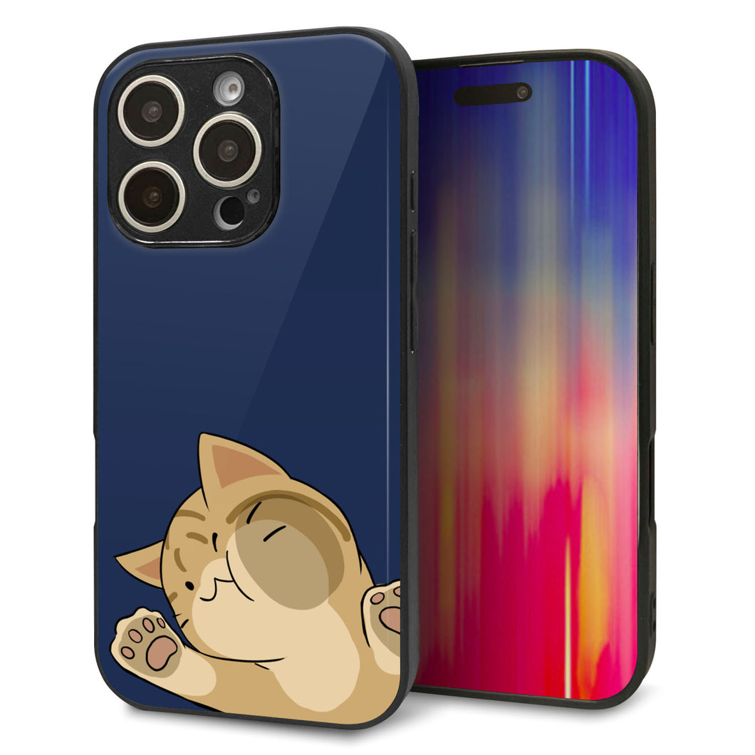 iPhone16 Pro 強化ガラス＆TPUスマホケース ガラプリ【HA290 むぎゅっとトラ】