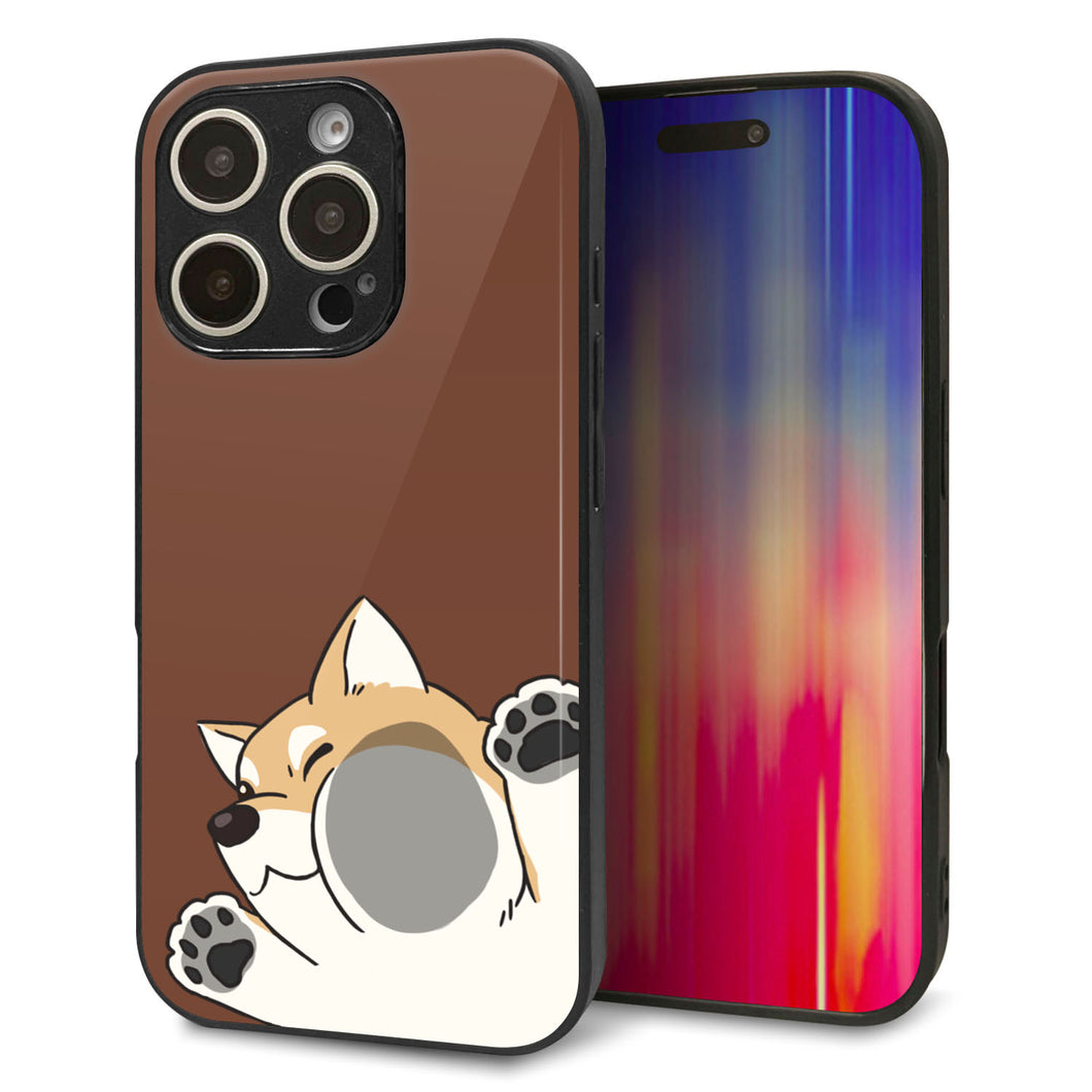 iPhone16 Pro 強化ガラス＆TPUスマホケース ガラプリ【HA293 むぎゅっと柴】