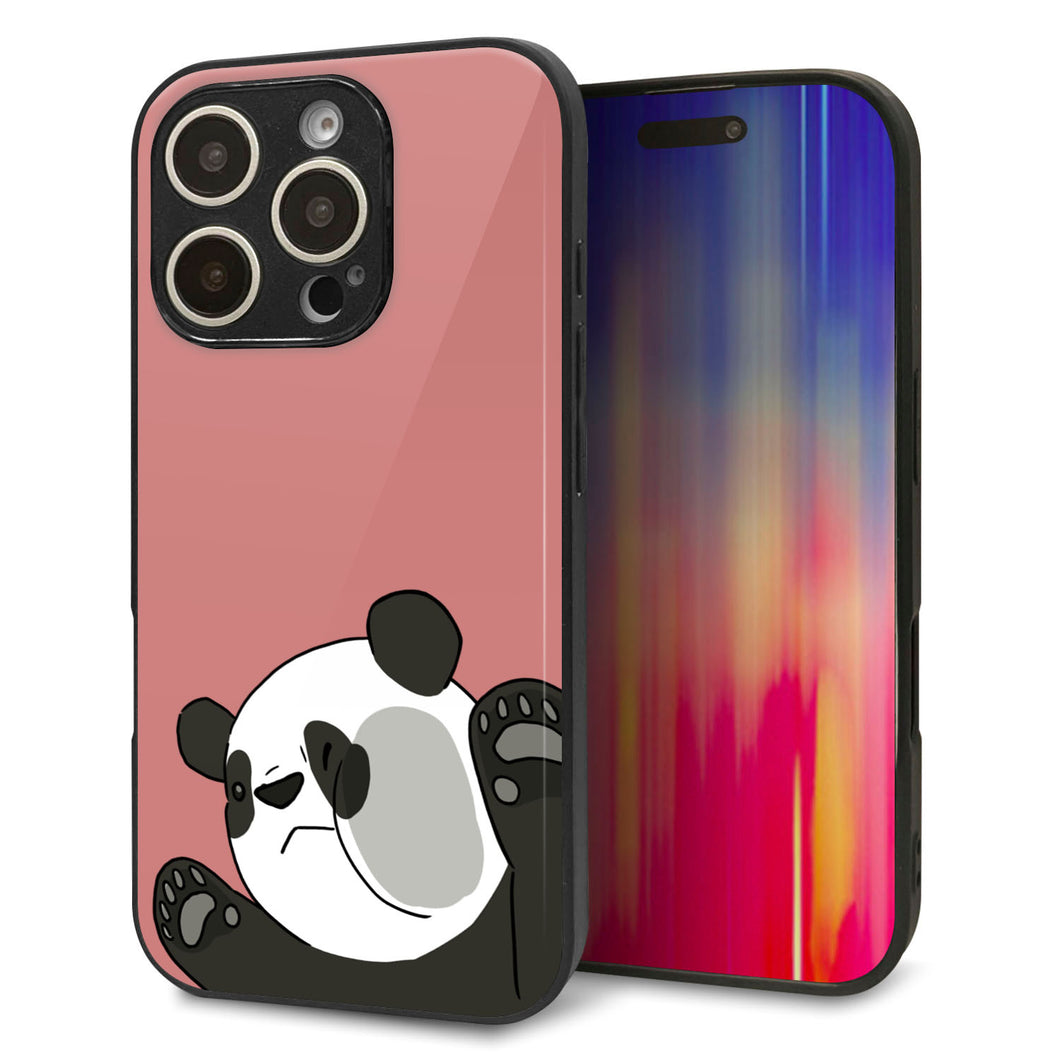 iPhone16 Pro 強化ガラス＆TPUスマホケース ガラプリ【HA300 むぎゅっとパンダ】