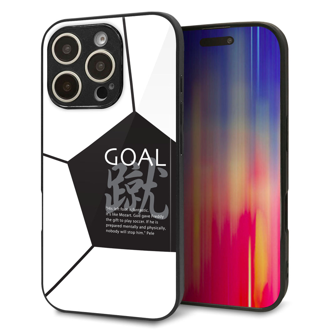 iPhone16 Pro 強化ガラス＆TPUスマホケース ガラプリ【IB921 サッカーボール】