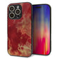 iPhone16 Pro 強化ガラス＆TPUスマホケース ガラプリ【KM870 大理石RD】