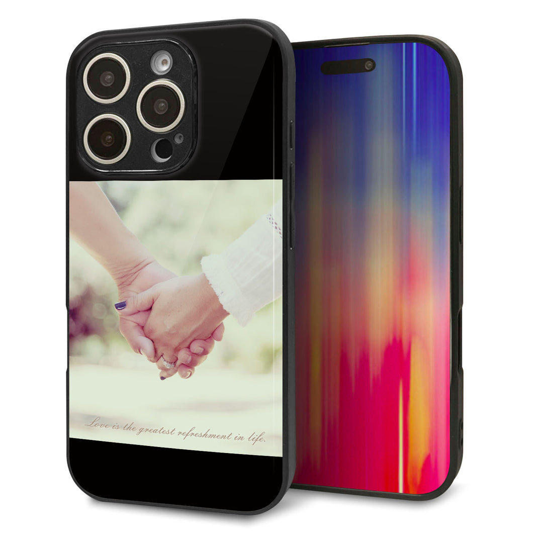 iPhone16 Pro 強化ガラス＆TPUスマホケース ガラプリ【KM875 カップル】