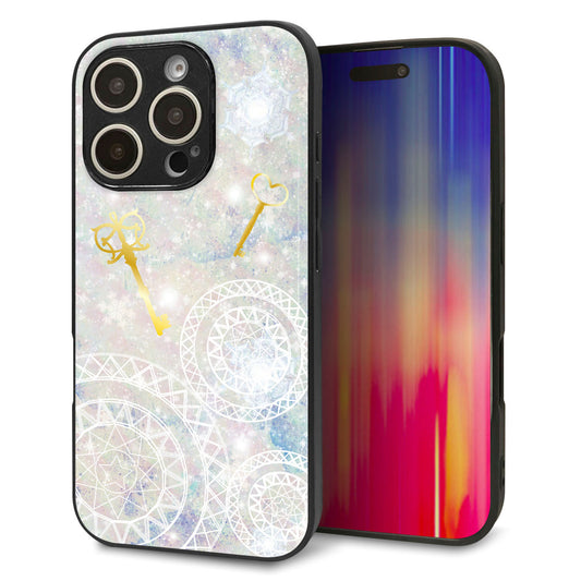 iPhone16 Pro 強化ガラス＆TPUスマホケース ガラプリ【KM881 魔法陣と鍵】