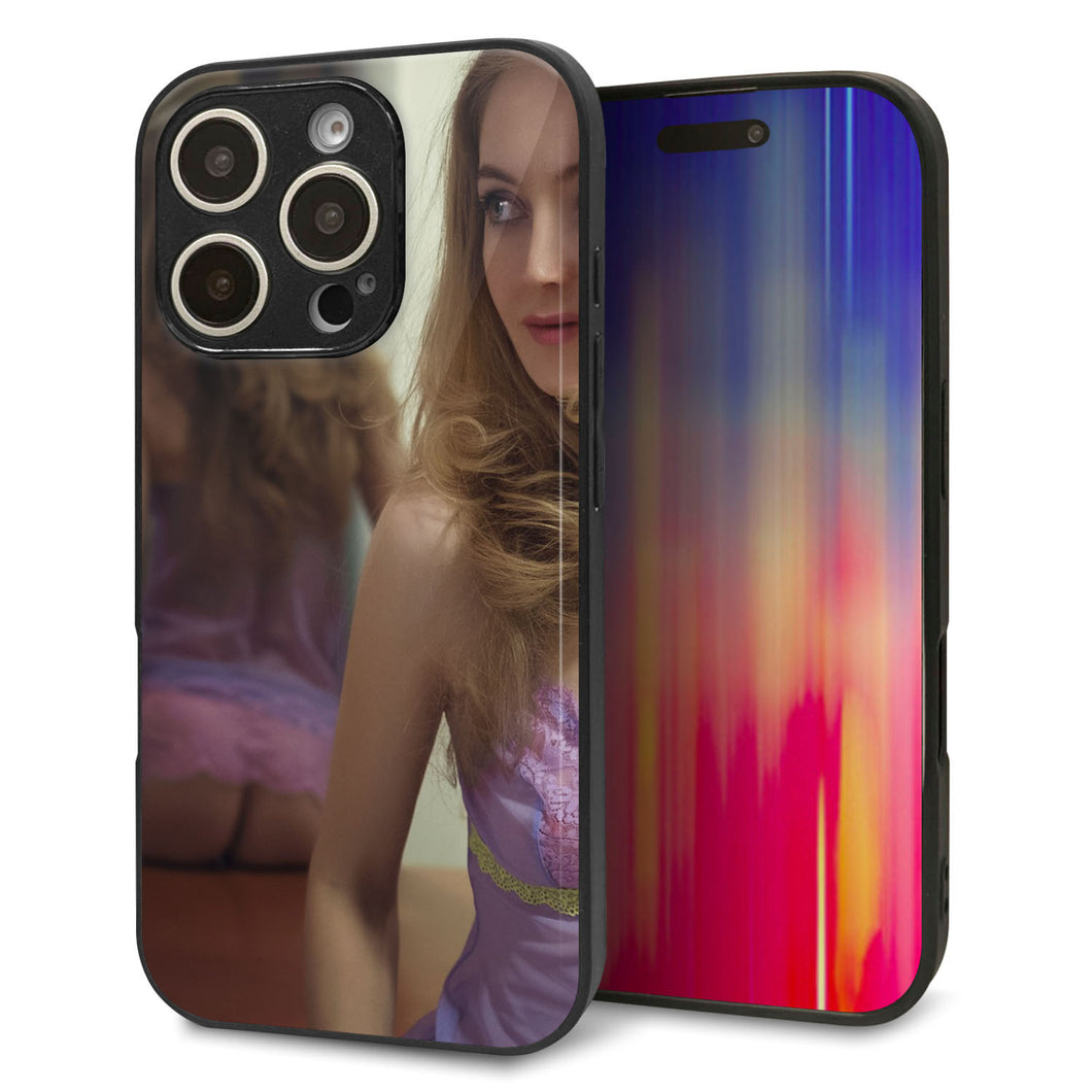 iPhone16 Pro 強化ガラス＆TPUスマホケース ガラプリ【KM886 ミラー】