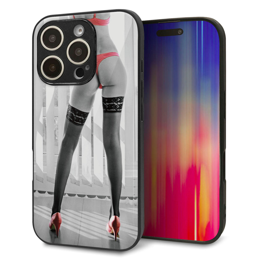 iPhone16 Pro 強化ガラス＆TPUスマホケース ガラプリ【KM889 ハイヒール】