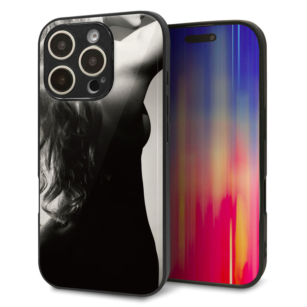 iPhone16 Pro 強化ガラス＆TPUスマホケース ガラプリ【KM890 バックスタイル】