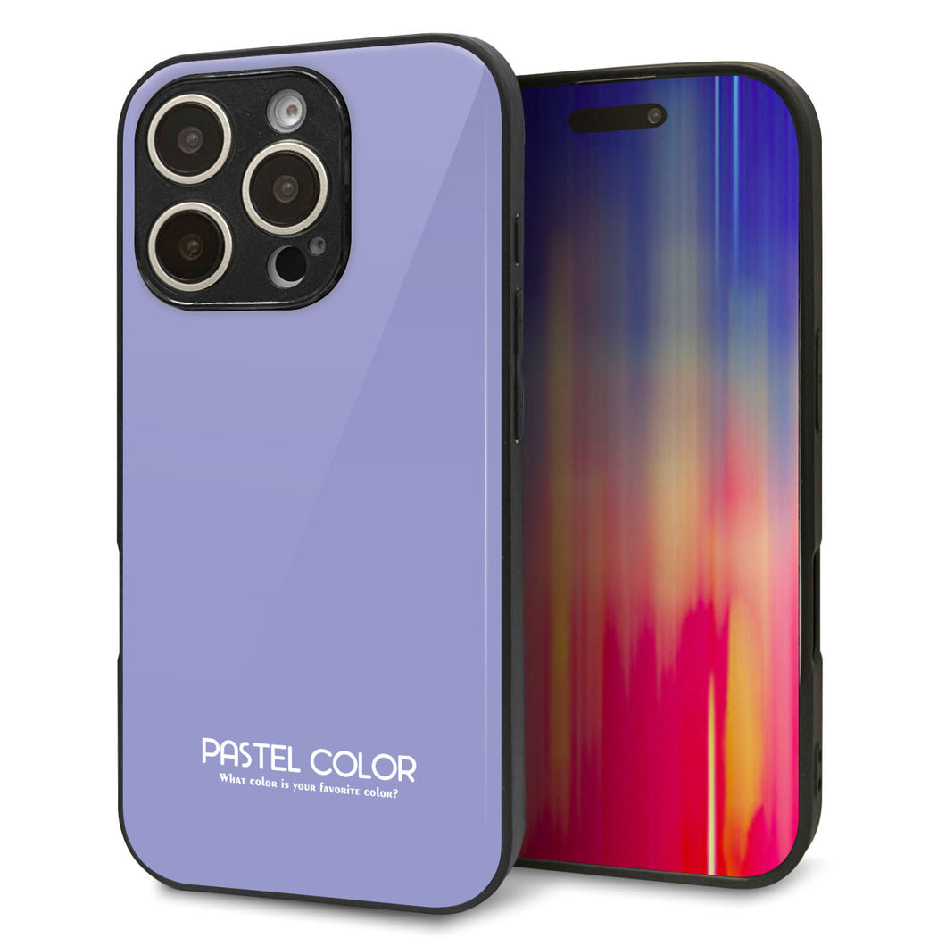 iPhone16 Pro 強化ガラス＆TPUスマホケース ガラプリ【KM900 パステルカラー(パステルブルー)】
