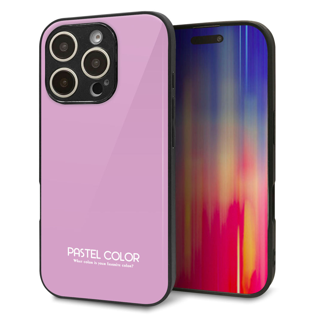 iPhone16 Pro 強化ガラス＆TPUスマホケース ガラプリ【KM901 パステルカラー(パステルラベンダー)】