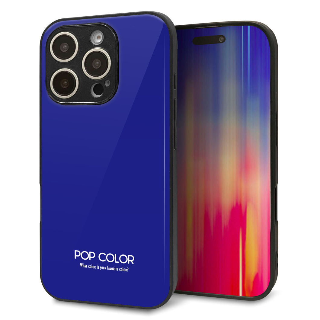 iPhone16 Pro 強化ガラス＆TPUスマホケース ガラプリ【KM912 ポップカラー(ブルー)】
