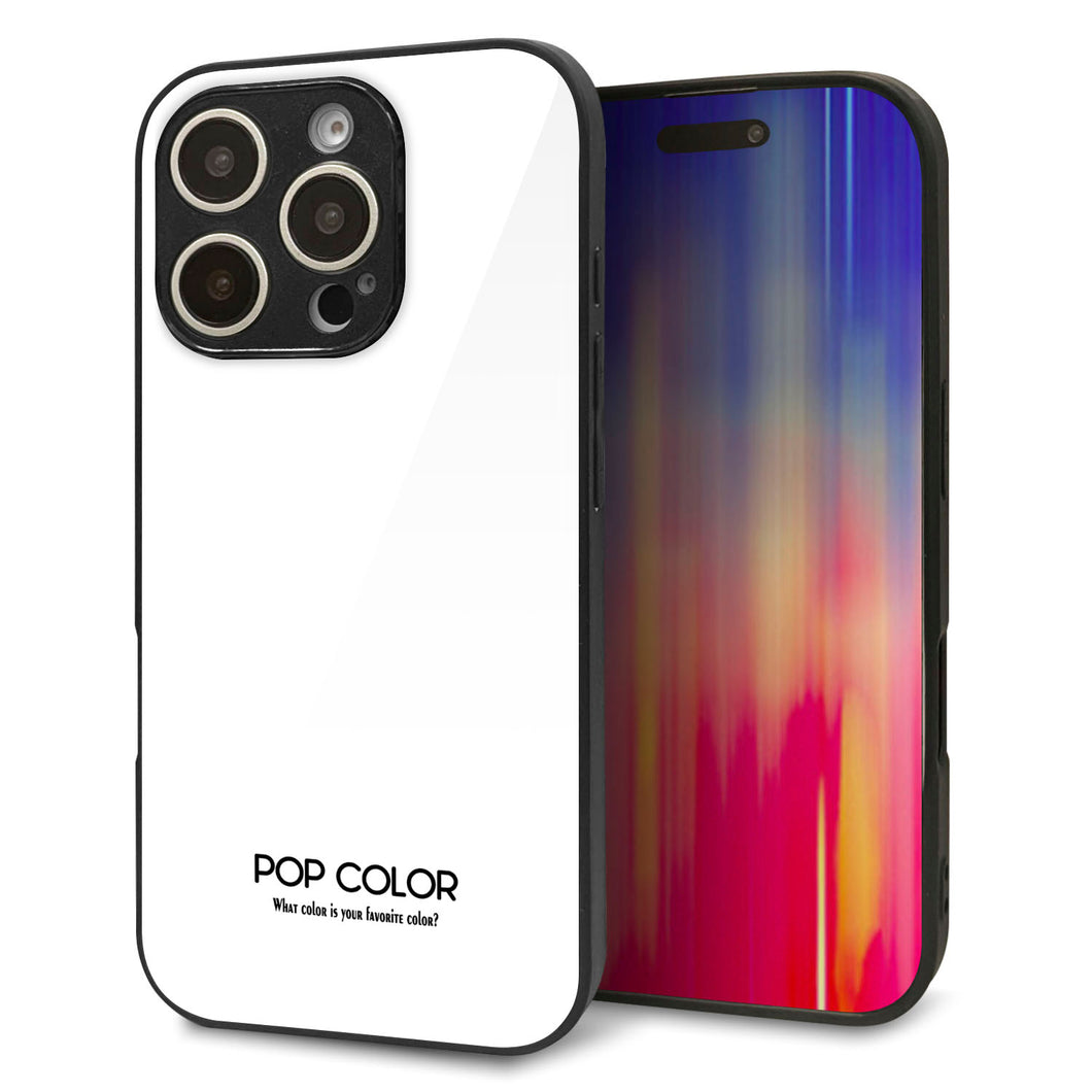 iPhone16 Pro 強化ガラス＆TPUスマホケース ガラプリ【KM913 ポップカラー(ホワイト)】