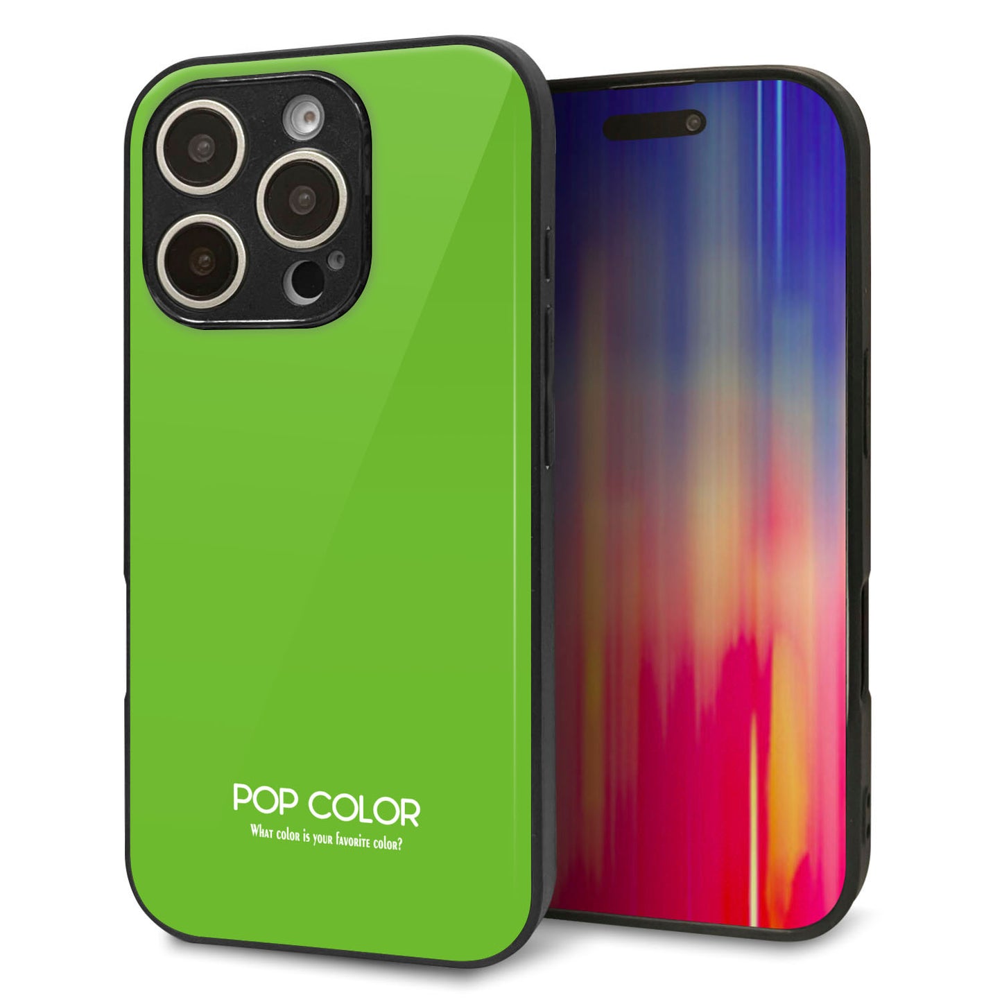 iPhone16 Pro 強化ガラス＆TPUスマホケース ガラプリ【KM914 ポップカラー(ライム)】