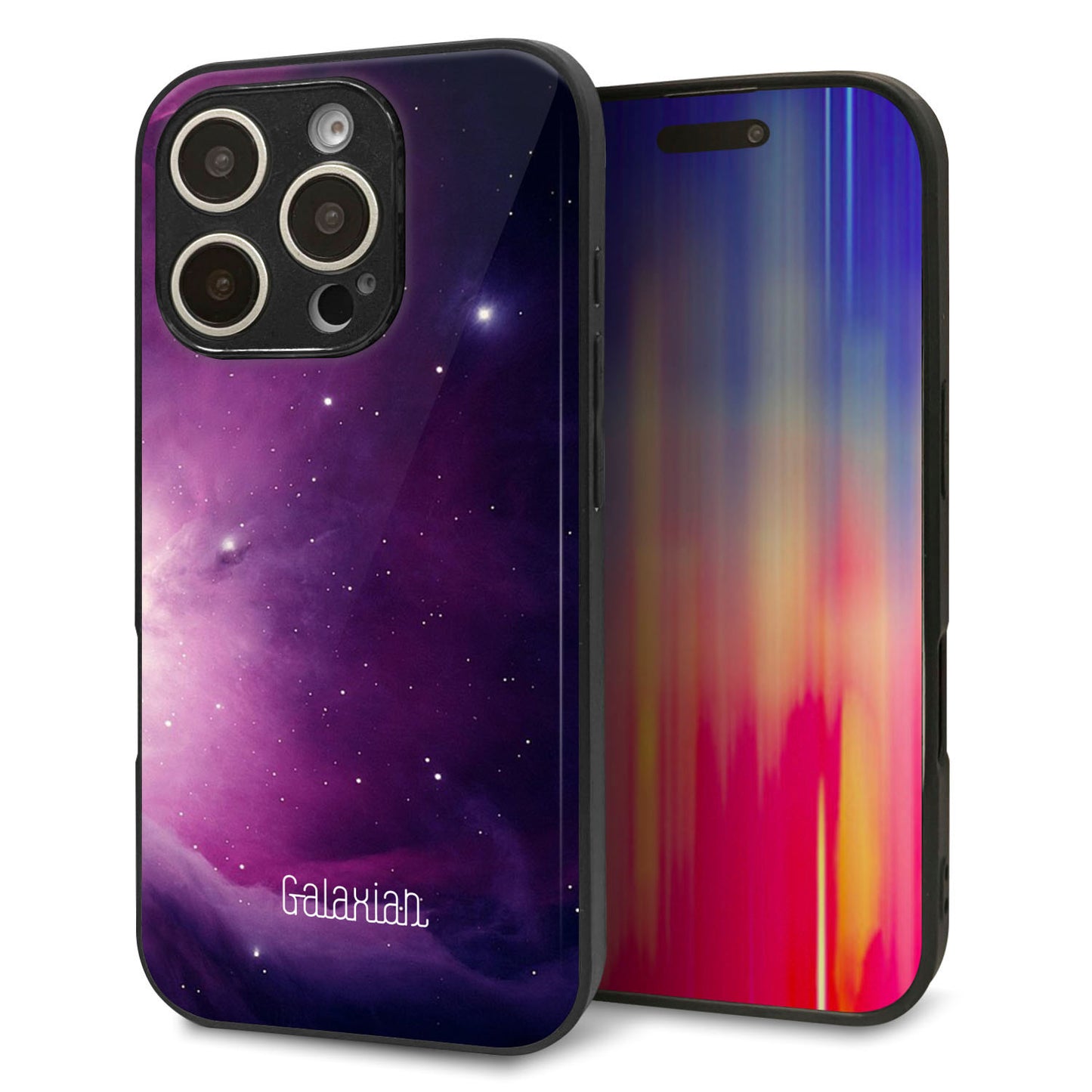 iPhone16 Pro 強化ガラス＆TPUスマホケース ガラプリ【KM925 Galaxias Purple】