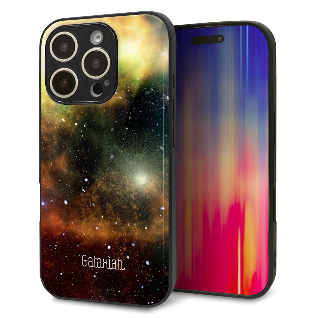 iPhone16 Pro 強化ガラス＆TPUスマホケース ガラプリ【KM926 Galaxias Yellow】
