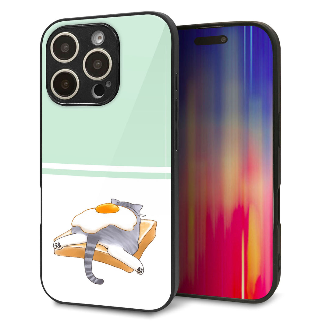 iPhone16 Pro 強化ガラス＆TPUスマホケース ガラプリ【KM960 目玉焼き】