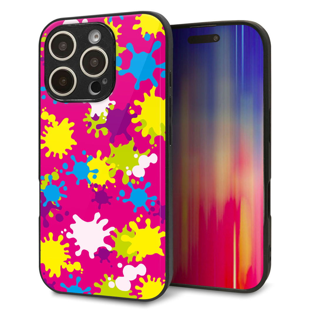 iPhone16 Pro 強化ガラス＆TPUスマホケース ガラプリ【MA876 ペイントピンク】