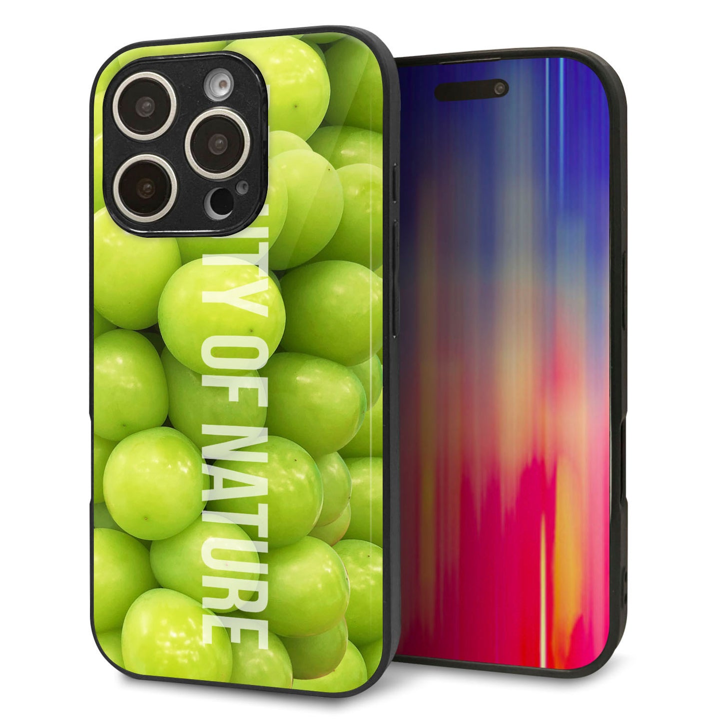 iPhone16 Pro 強化ガラス＆TPUスマホケース ガラプリ【MA880 マスカット】