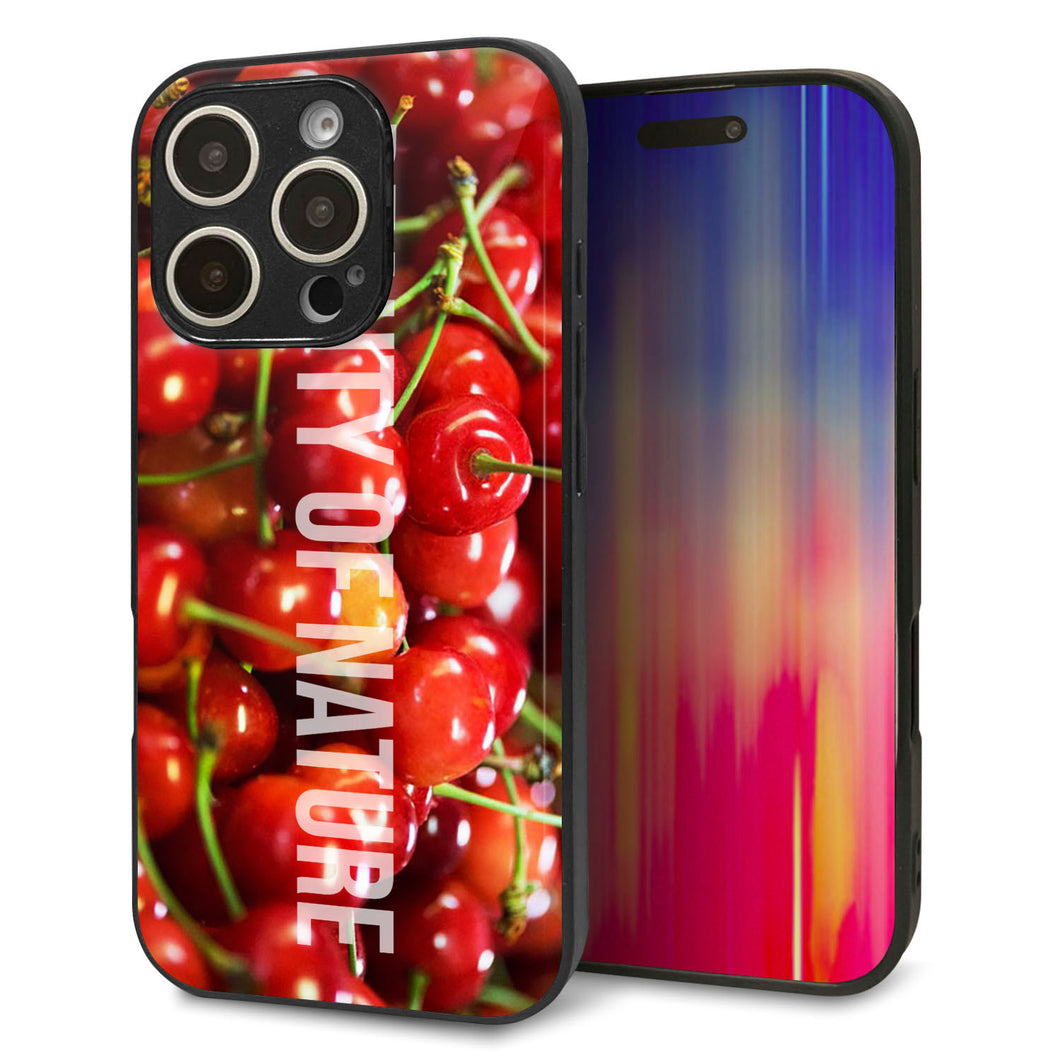 iPhone16 Pro 強化ガラス＆TPUスマホケース ガラプリ【MA883 チェリー】