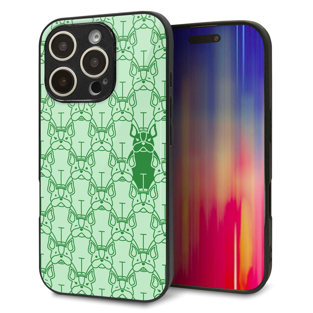 iPhone16 Pro 強化ガラス＆TPUスマホケース ガラプリ【MA916 パターン ドッグ】