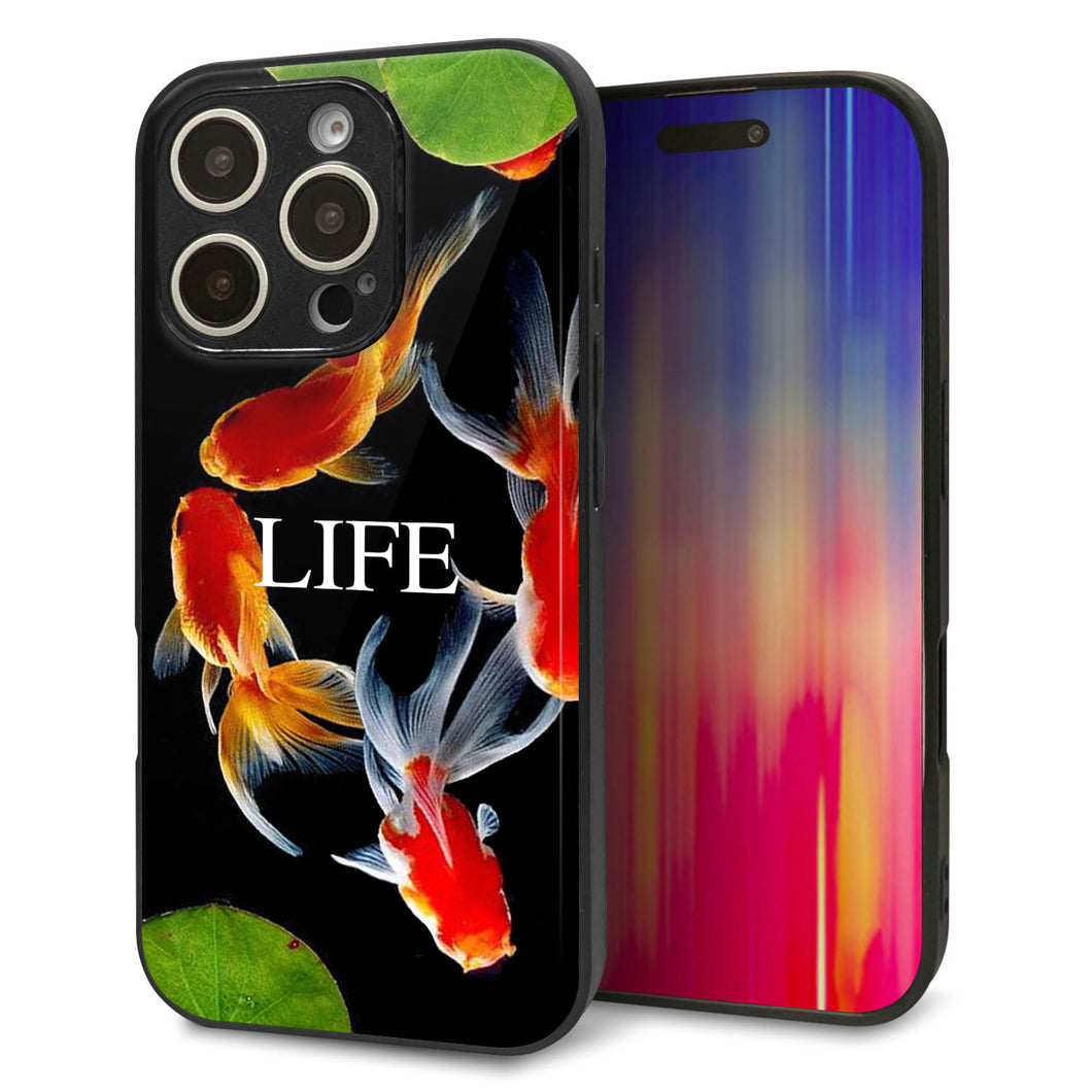 iPhone16 Pro 強化ガラス＆TPUスマホケース ガラプリ【MA958 金魚 C】