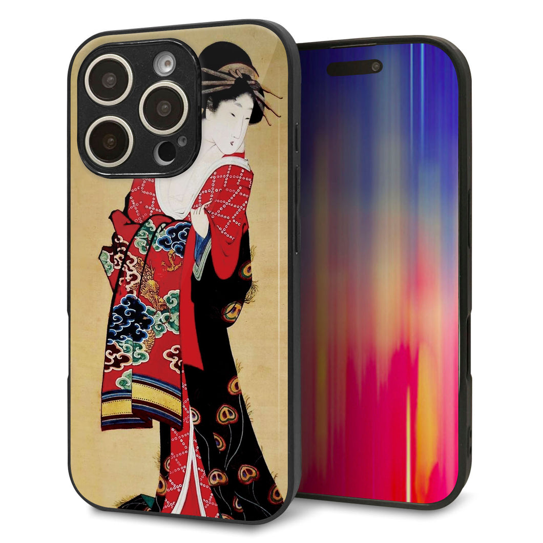 iPhone16 Pro 強化ガラス＆TPUスマホケース ガラプリ【MA965 花魁 A】
