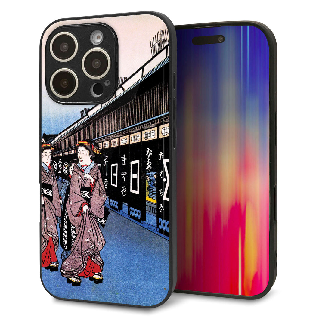 iPhone16 Pro 強化ガラス＆TPUスマホケース ガラプリ【MA966 花魁 B】
