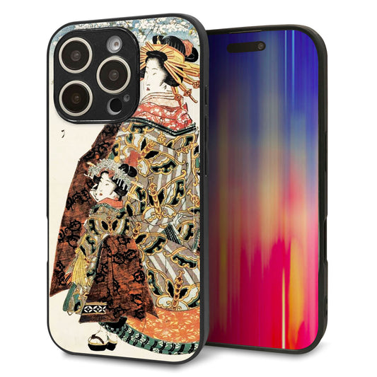 iPhone16 Pro 強化ガラス＆TPUスマホケース ガラプリ【MA967 花魁 C】