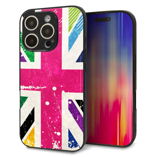 iPhone16 Pro 強化ガラス＆TPUスマホケース ガラプリ【SC806 ユニオンジャック ピンクビンテージ】