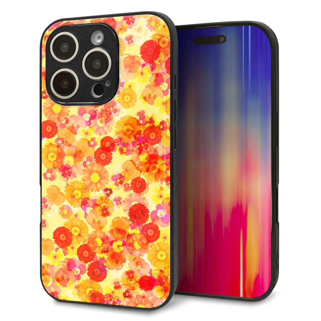 iPhone16 Pro 強化ガラス＆TPUスマホケース ガラプリ【SC867 リバティプリント フルールドパルファン（イエロー）】