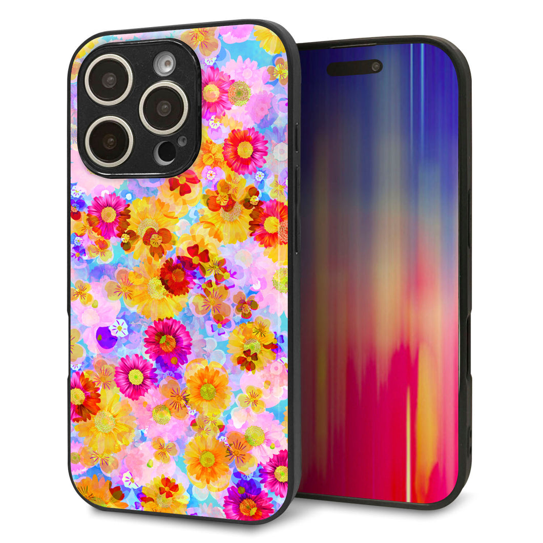 iPhone16 Pro 強化ガラス＆TPUスマホケース ガラプリ【SC870 リバティプリント フルールドパルファン（ブルー）】