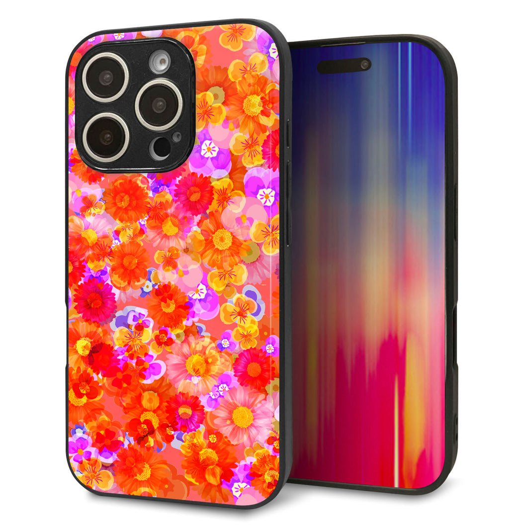 iPhone16 Pro 強化ガラス＆TPUスマホケース ガラプリ【SC871 リバティプリント フルールドパルファン（レッド）】