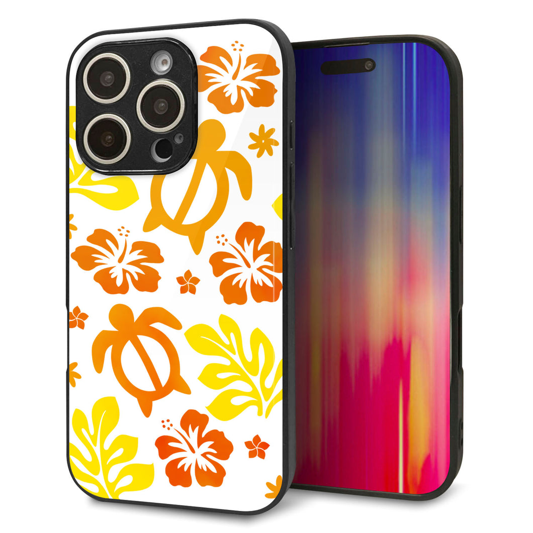 iPhone16 Pro 強化ガラス＆TPUスマホケース ガラプリ【SC877 ハワイアンアロハホヌ（イエロー）】
