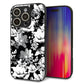 iPhone16 Pro 強化ガラス＆TPUスマホケース ガラプリ【SC913 花柄モノトーン 02】