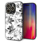 iPhone16 Pro 強化ガラス＆TPUスマホケース ガラプリ【SC914 花柄モノトーン 03】